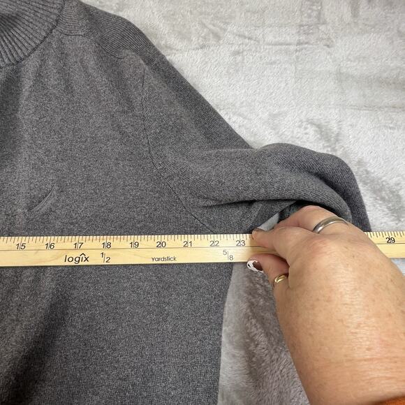 Nautica Mens L Full Zip Mock Neck Cardigan Sweater Gray Horizontal Rib Pockets - Picture 8 of 12